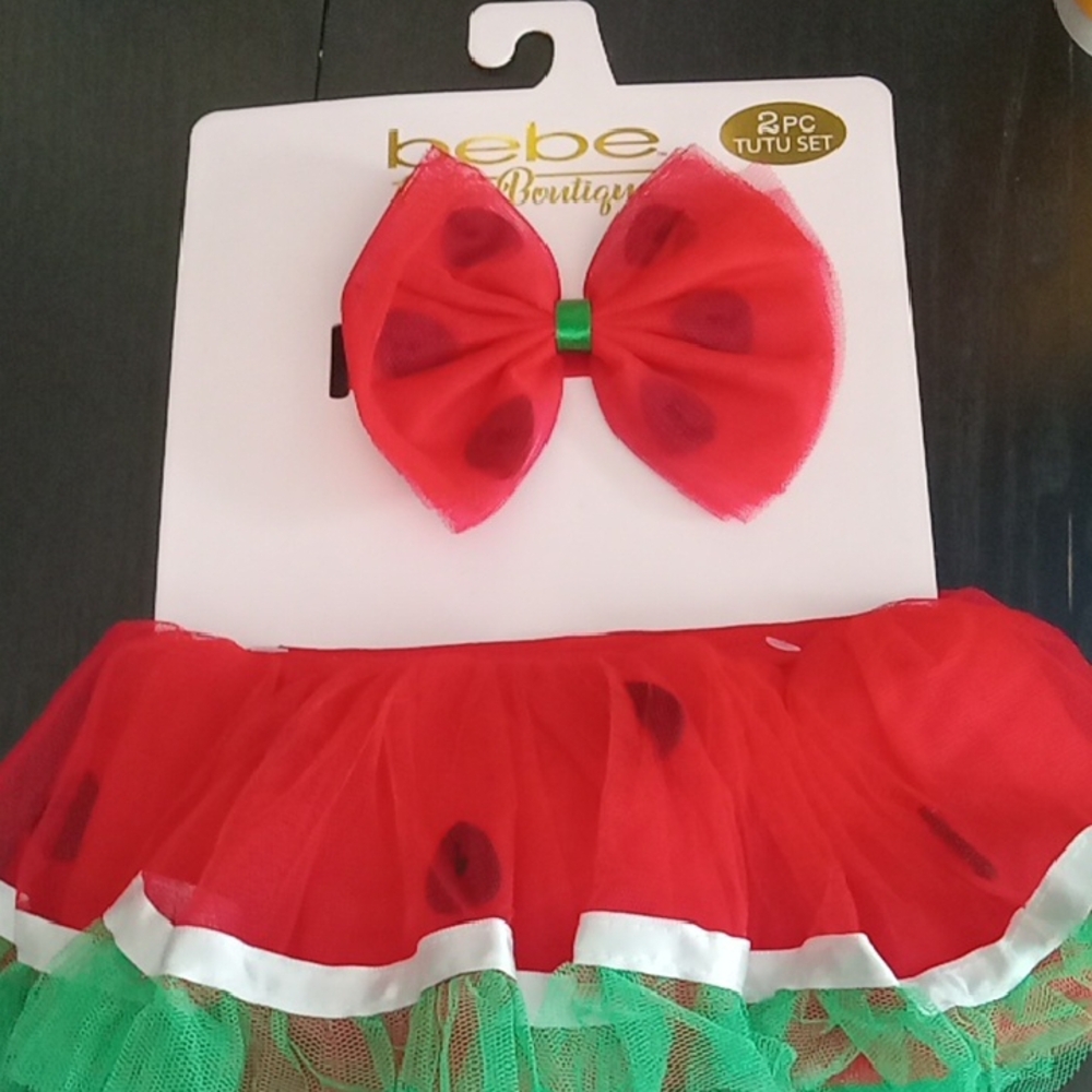 Bebe Red and Green Tutu Set